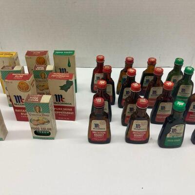 369. Lot of Vintage McCormick Food Color, Imitation Rum, and Peppermint