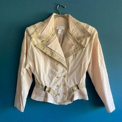 494. Vintage Cache 80s Gold Embellished Jacket with Chains 