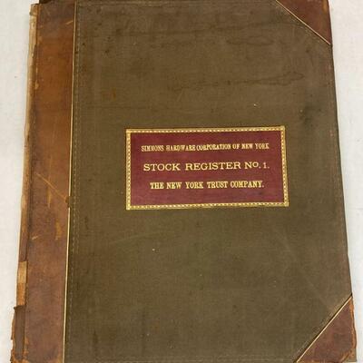 458. Simmons Hardware Corporation of New York Stock Register No.1 The New York Trust Company