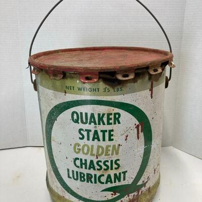 516. Vintage Quaker State Golden Chassis Lubricant Can with Original Lid
