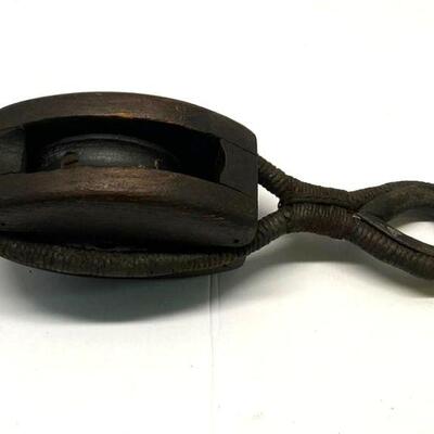50. Nice Wooden Block Pulley with Braided Accents