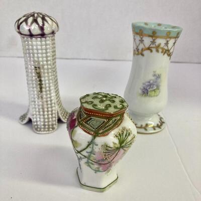 2. Three Hat Pin Holders Royal Bayreuth, Nippon, Unsigned