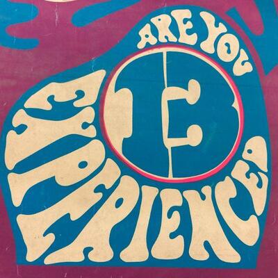 55. Vintage Jimi Hendrix Are You Experienced Psychedelic 1960s Black Light Poster