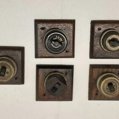 97. Lot of Five Victoria Electrical Wall Switches with Mounting Blocks