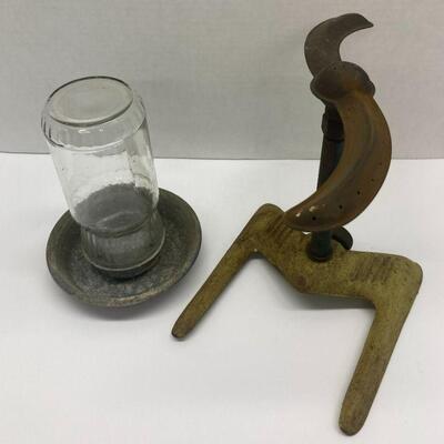 297. Vintage Chicken Waterer and Spinning Yard Sprinkler