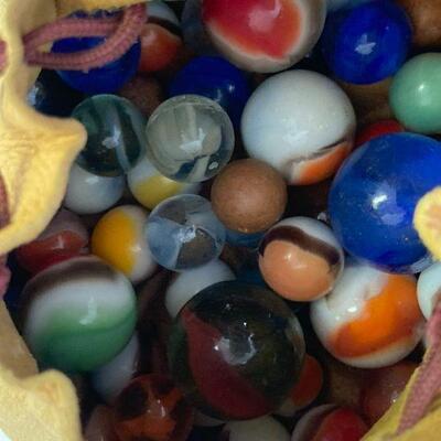 23. Marbles with Leather Drawstring Bag