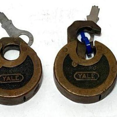 215. Early round Yale Brass Padlocks with Keys