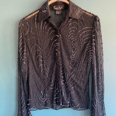 496. Vintage Laurence Kazar Beaded Blouse 