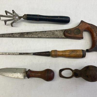 441. Lot of Vintage Hand Tools with Wooden Handles