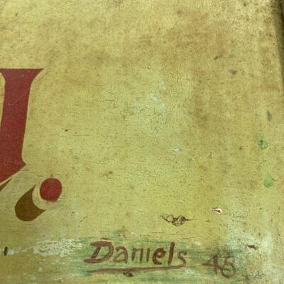 13. Antique Rustic Hand Painted Custom 1945 Advertising Sign