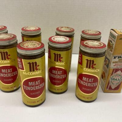 371. Lot of Vintage McCormick Meat Tenderizer and Tabasco
