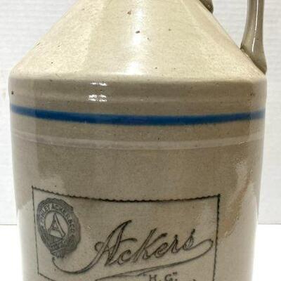 213. Finley Acker Co. Stoneware Jug Antique 19th Century Philadelphia