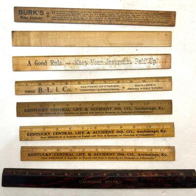 188. Eight Advertising Wooden Rulers