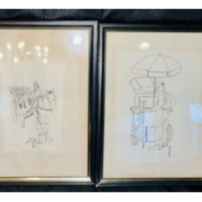 Vintage PEN AND PENCIL LINE DRAWINGS By IRVING SOLOMON