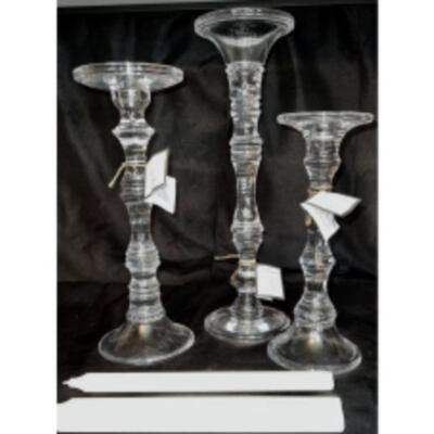 WILLIAMS SONOMA Set Of Three Glass Candlesticks - NEW With Tags