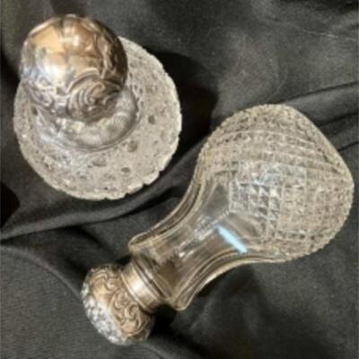 JOHN GRINSELL & SONS Antique English Cut Period Piece Perfume Bottles