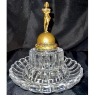 NAPOLEAN Bonaparte 19th C. BACCARAT And Brass ANTIQUE INKWELL
