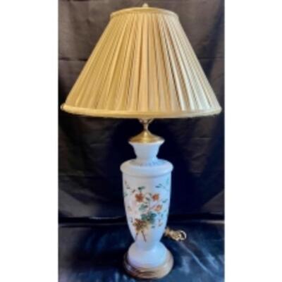 Magnificent ANTIQUE OPALINE Hand Painted BALUSTER Form LAMP Attributed To BACCARAT