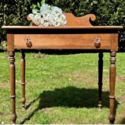 19th Century ANTIQUE COUNTRY FRENCH PROVINCIAL Pine Writing Desk, Entry Or Hall Table
