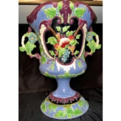 Stunning Late 19th C. EICHWALD MAJOLICA Jardiniere TROPHY URN