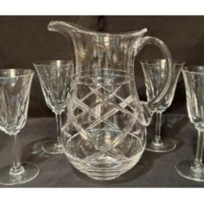 RALPH LAUREN Cut Crystal Pitcher & ST. LOUIS CRYSTAL Stemware