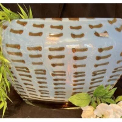 WATERFORD Opalescent & Amber CRYSTAL CENTERPIECE BOWL