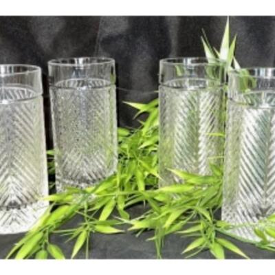 RALPH LAUREN HIGHBALL Herringbone CRYSTAL GLASSES