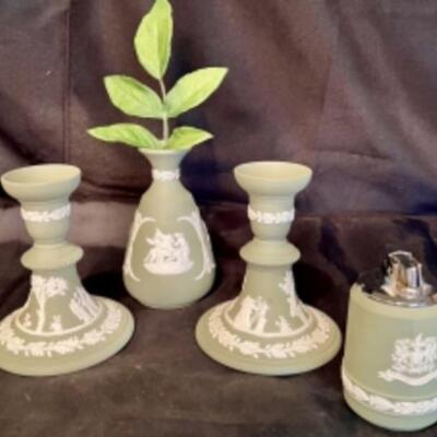 Vintage WEDGWOOD JASPERWARE Celadon Green And Cream Unglazed Collection