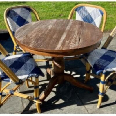WILLIAMS SONOMA Bistro Chairs And Round Wooden Table