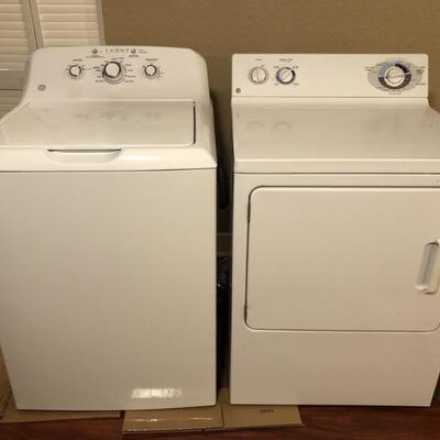 White GE Top Load Washer & Dryer Set
