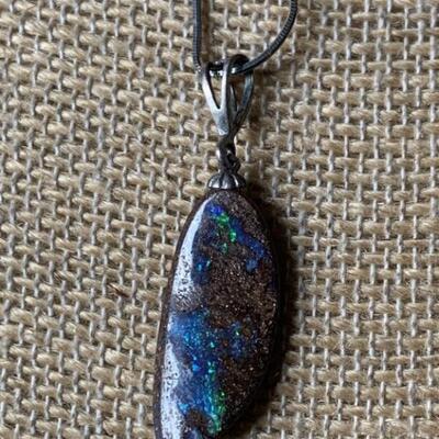 Sterling Silver and Boulder Opal Necklace