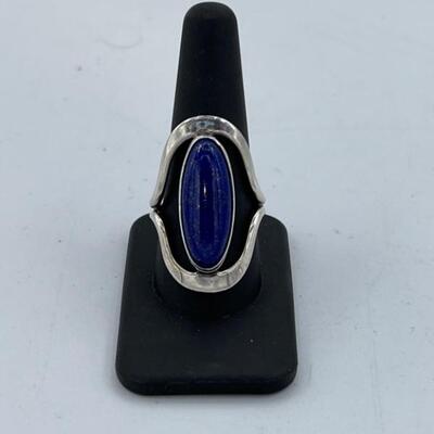 Sterling Silver Ring with Blue Stone, Size 10