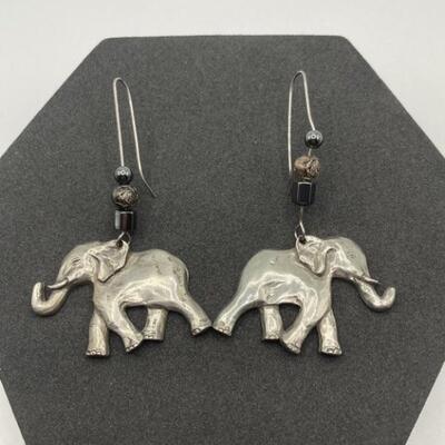 Set of Pewter Elephant Earrings