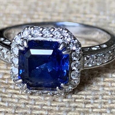 Sterling Silver and Blue Sapphire Ring Size 7