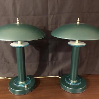 Pair Mid Century Modern Flying Saucer Lamps