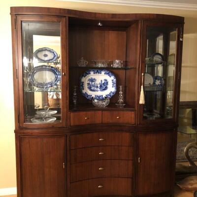 Contemporary Style China Cabinet by Universal Furniture. (82in H x 70in L x 15-1/4in D)
