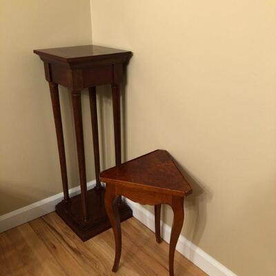 Lamp/Plant Stand, Small Triangle Side Table.