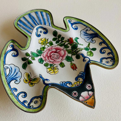 Vintage Enamel Figural Bird Dish