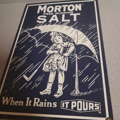 Morton Salt Girl metal plaque