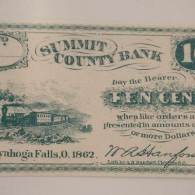 1132	10 CENTS US FRACTIONAL CURRENCY, SUMMIT COUNTY BANK 1862

