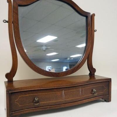 1241	MAHOGANY DRESSER MIRROR WITH 1 DRAWER, DAVIS CABINET CO., APPROXIMATELY 7 IN X 22 IN X 25 IN HIGH

