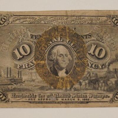 1116	10 CENTS US FRACTIONAL CURRENCY, GEORGE WASHINGTON 1863
