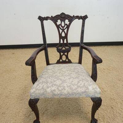 1047	CARVED CHIPPENDALE STYLE ARMCHAIR W/BALL & CLAW FEET
