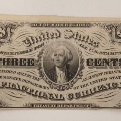1075	3 CENTS US FRACTIONAL CURRENCY, WASHINGTON 1863
