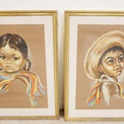 1259	PAIR OF FRAMED CHALK PORTRAITS OF SOUTH AMEICAN CHILDREN SIGNED FRANCIS 1958, APPROXIMATELY 21 1/2 IN X 28 1/4 IN
