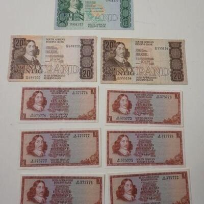 1163	SOUTH AFRICAN RESERVE BANK 9 PIECE LOT, ONE RAND, 10 RAND & 20 RAND

