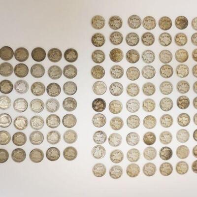 1285	LOT OF 135 MERCURY & BARBER DIMES, 90 MERCURY DIMES & 44 BARBER DIMES & 1 SEATED LIBERTY 1882, TOTAL WEIGHT 10.372 TOZ
