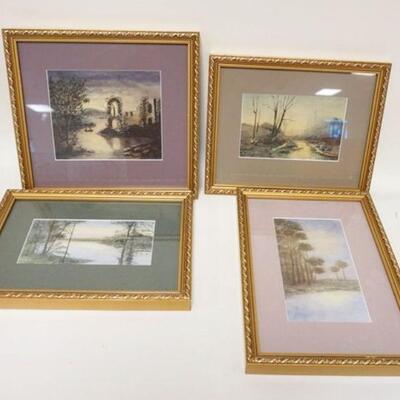 1261	4 FRAMED & MATTED WATERCOLORS, 3 SIGNED E.M. JACKSON, LARGEST IS APPROXIMATELY 12 IN X 13 IN OVERALL
