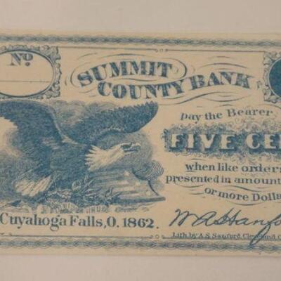 1133	5 CENTS US FRACTIONAL CURRENCY, SUMMIT COUNTY BANK 1862
