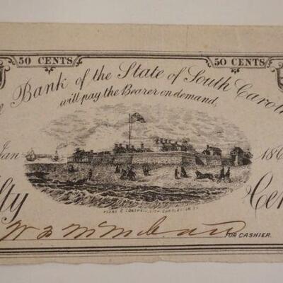 1131	50 CENTS US FRACTIONAL CURRENCY, THE BANK OF SOUTH CAROLINA 1862
